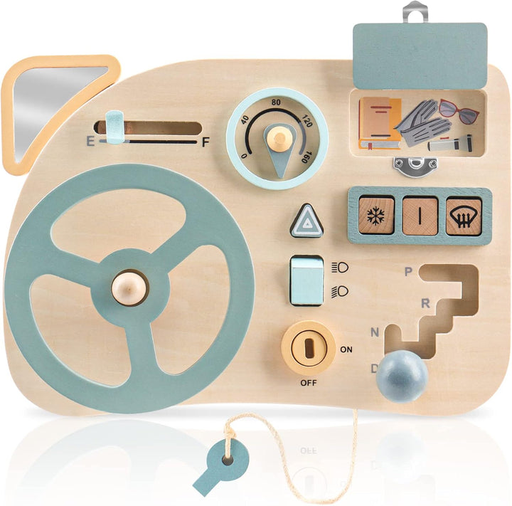 Vanplay Montessori Spielzeug Steuerrad Kinder Lenkrad Busy Board Holzspielzeug Activity Board Motori