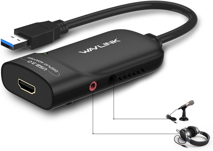 WAVLINK USB 3.0 zu HDMI Adapter Slim Externe Video Karte Display Monitor unterstützt 2048 × 1152 Auf