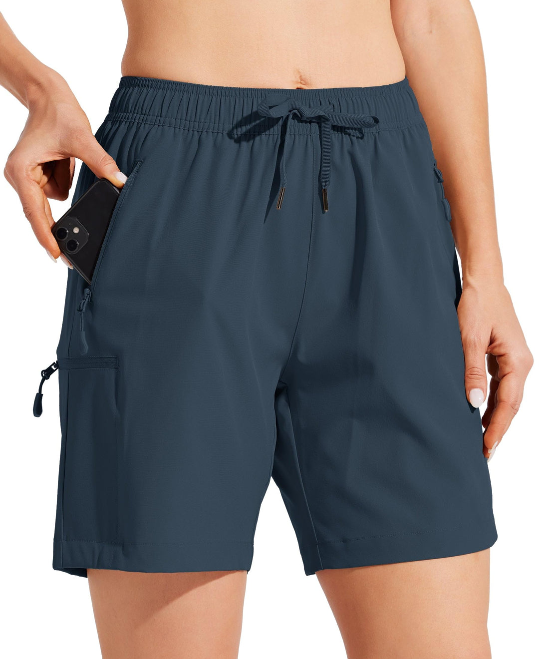 WILLIT Damen Wanderhose Sommer Cargohose schnelltrocknend Wandern Kurz leichte Sport Shorts mit Tasc