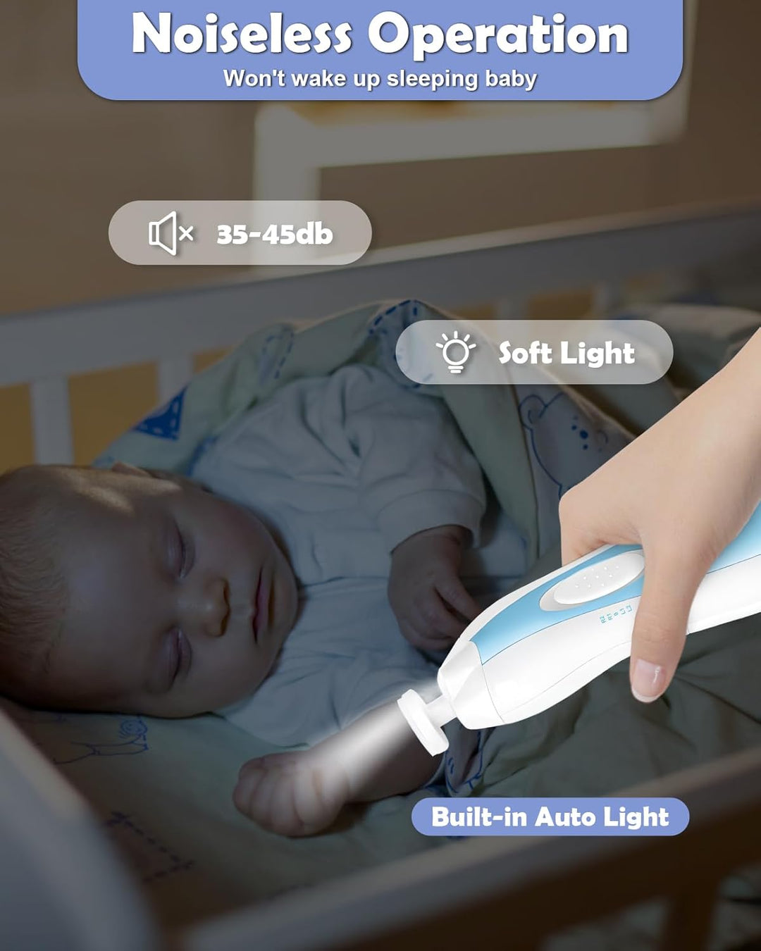 Lictin Baby Nagelfeile Elektrisch, Elektrische Nagelfeile mit 6 Schleifkopf, 26 in 1 Baby Nagelset m