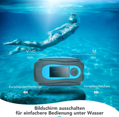 AGPTEK IPX8 Wasserdicht MP3 Player, 8GB HiFi MP3 Musik Player zum Schwimmen und Laufen, mit wasserdi