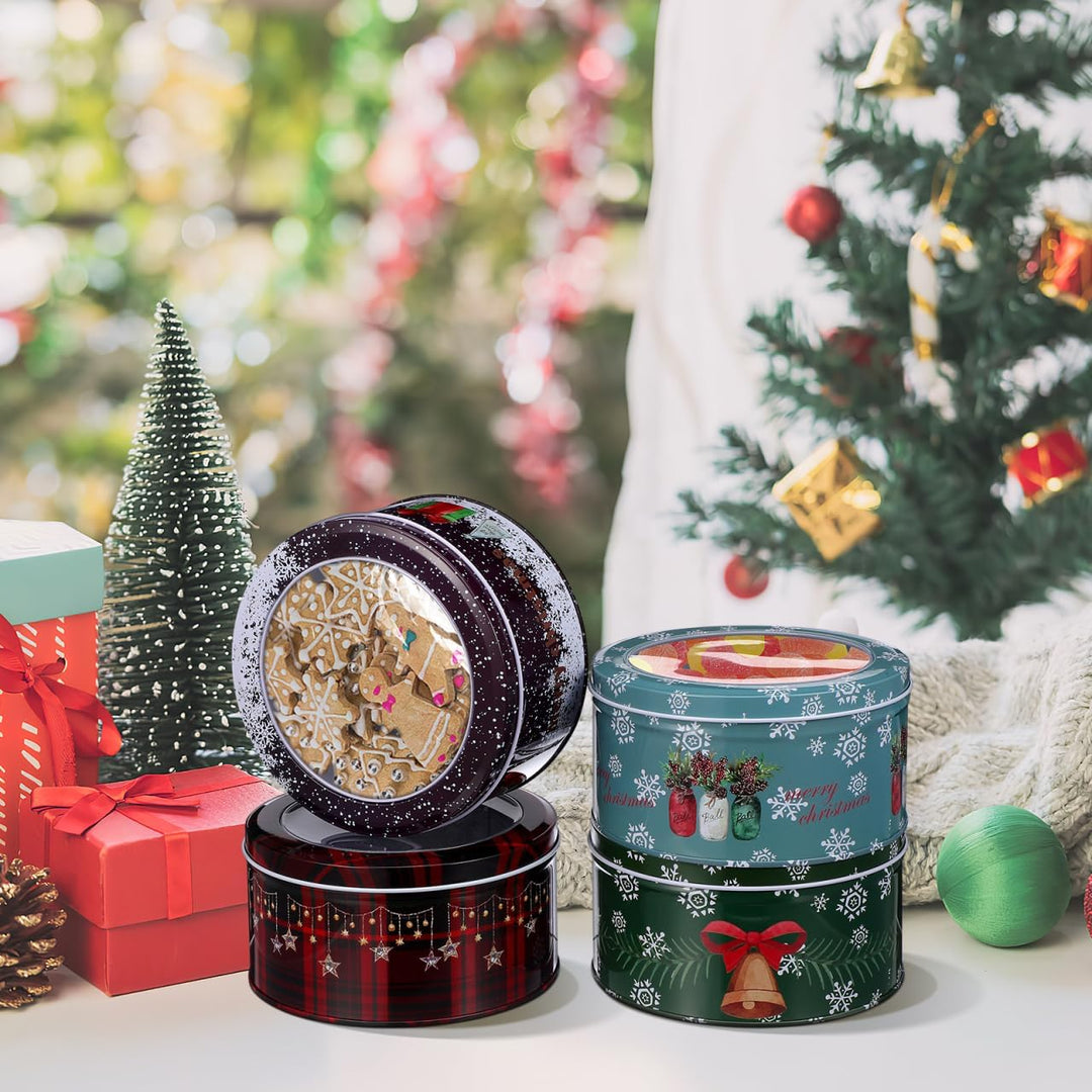 Cabilock 4stücke Keksdose Weihnachten Plätzchendose: Metall Blechdose Mit Deckel Weihnachtskekse Gro