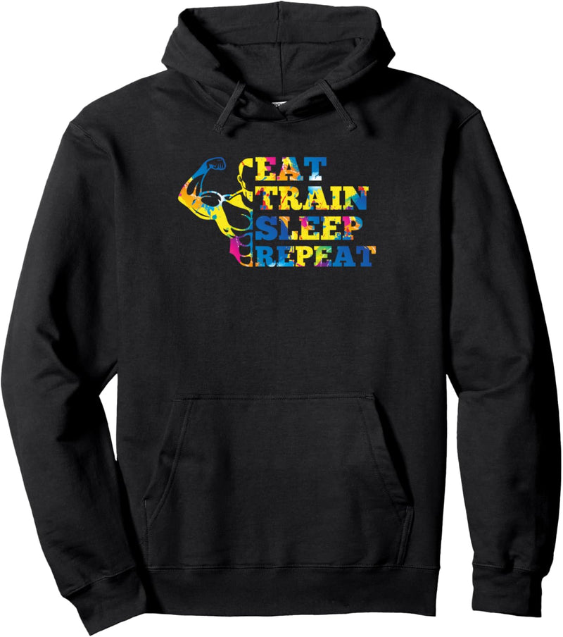 Cool Eat Train Sleep Repeat Load Muscles Fitness Body Goal Pullover Hoodie