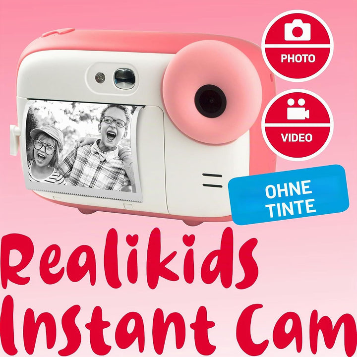 AGFA Photo Realikids Instant Cam + 3 Rollen Thermopapier, ATP3WH – Sofortbildkamera für Kinder, LCD-