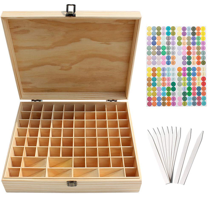 Gracelaza Aufbewahrungsbox aus Holz für ätherisches Öl, Aromatherapie – Holzkiste für 74 Flaschen –