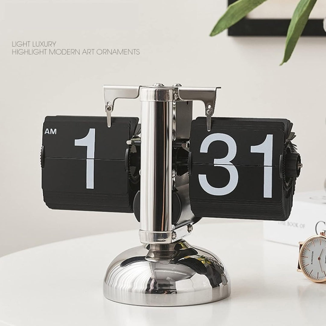 KIMISS Retro-Vintage-Uhr, Mechanische Auto-Tischuhr, Digitale Down-Uhr mit Einzelfuss-Design für Zuh