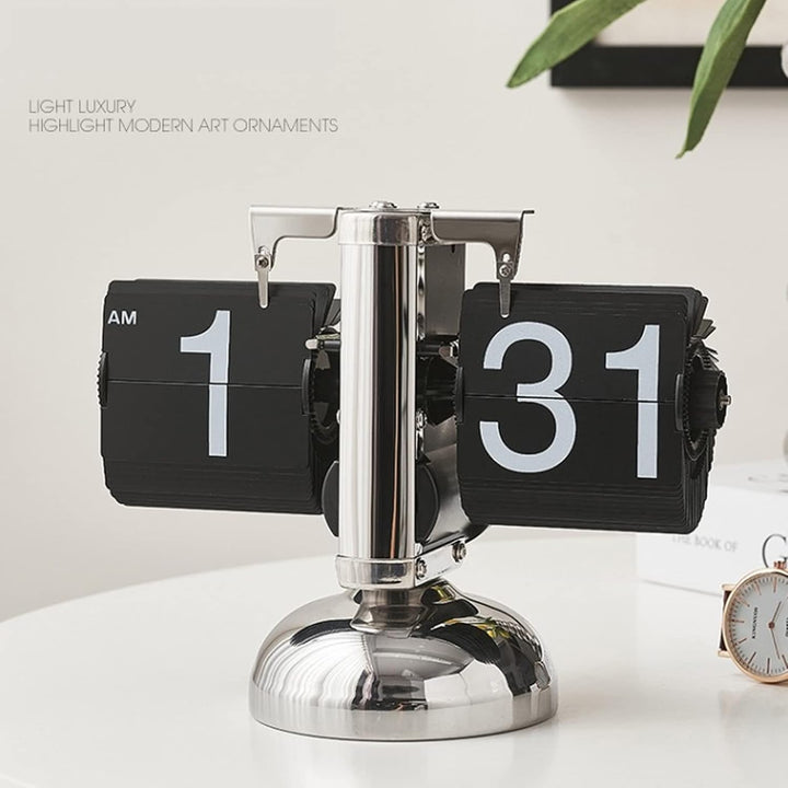 KIMISS Retro-Vintage-Uhr, Mechanische Auto-Tischuhr, Digitale Down-Uhr mit Einzelfuss-Design für Zuh
