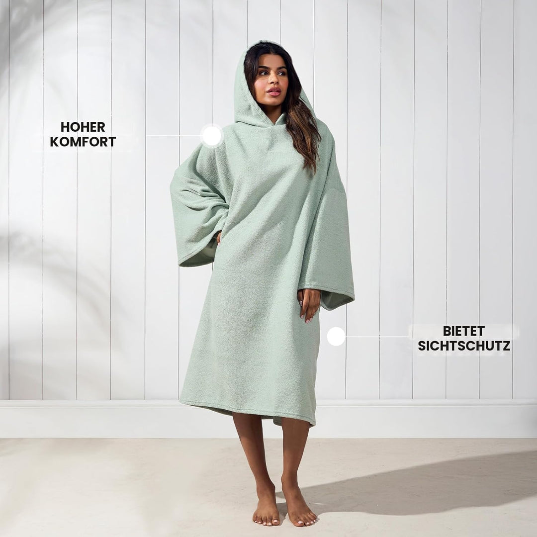 Brentfords Handtuch Poncho für Erwachsene, mit Kapuze, gross, zum Schwimmen, Surfen, Strand, saugfäh