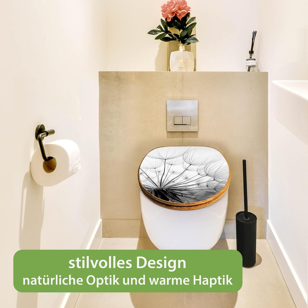 banjado Design WC Sitz Bambus Absenkautomatik 45,8x37,5cm - Toilettendeckel mit Absenkautomatik Holz