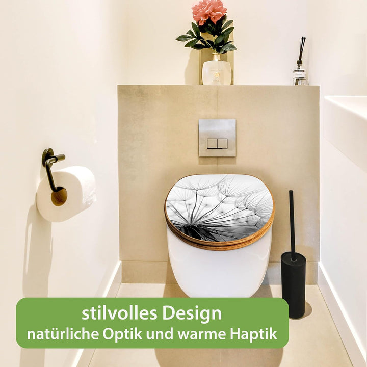 banjado Design WC Sitz Bambus Absenkautomatik 45,8x37,5cm - Toilettendeckel mit Absenkautomatik Holz