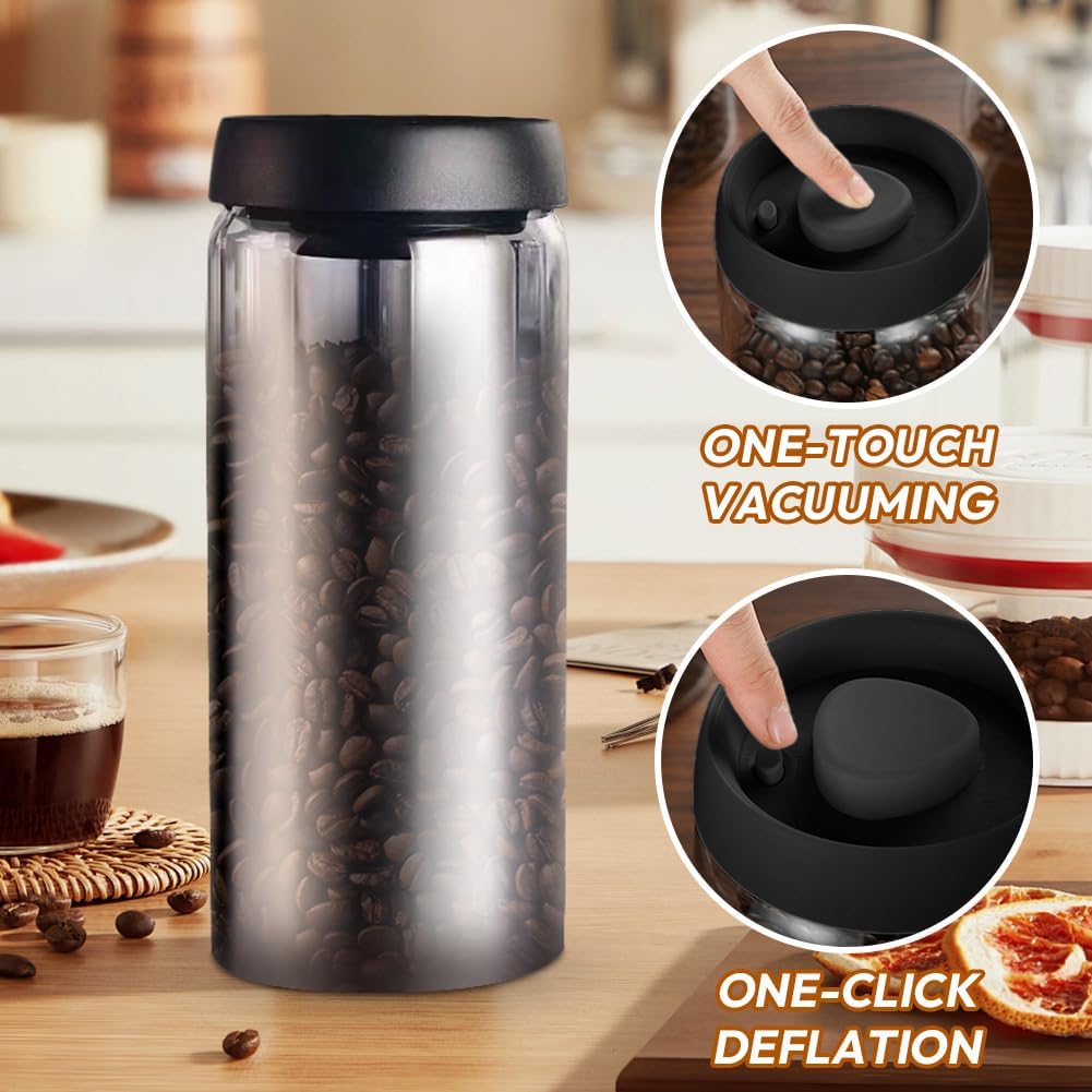 VOHESEA Kaffeedose mit Vakuumdeckel, 1800ml Kaffeedose Luftdicht, Kaffeebohnen Aufbewahrung, Vakuum