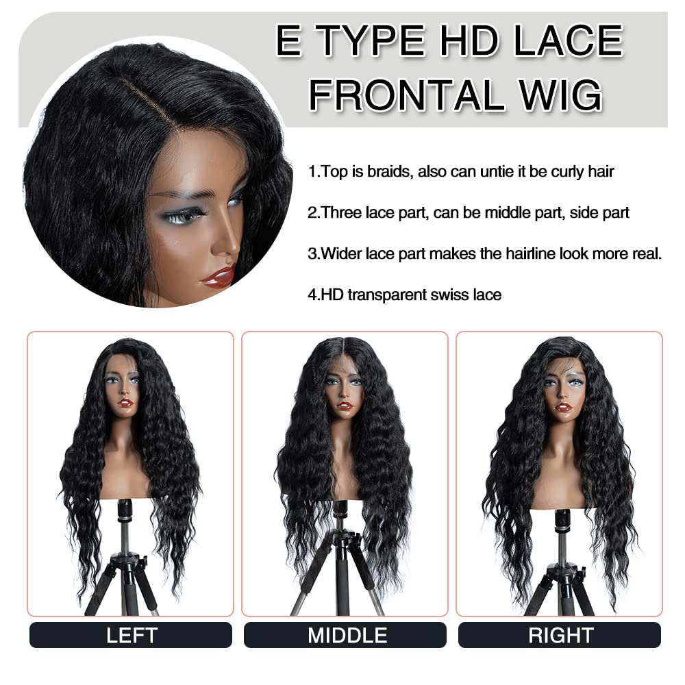 FASHION IDOL Lace Front Curly Wigs 31" Long Synthetic Natural Water Wavy Wig for Black Women Ombre B
