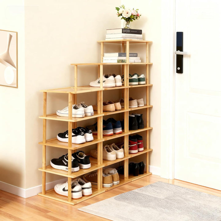 Aniston Bambus-Schuhregal, 5 Etagen, vertikales Schuhregal für kleine Räume, freistehend, hoch, schm