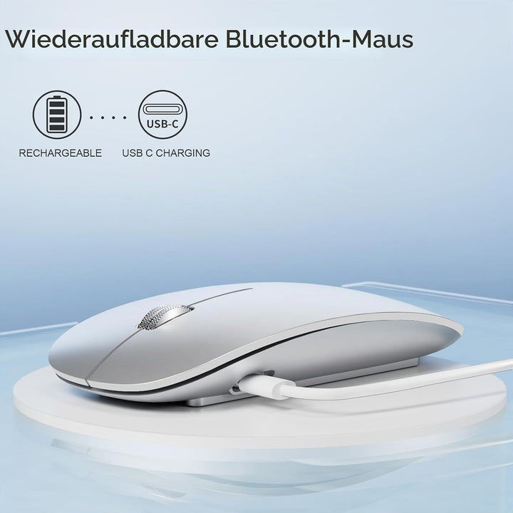 Uiosmuph U30 Bluetooth Maus Kabellose, Wiederaufladbare Leise (BT5.1+ BT5.1+ USB) Funkmaus Laptop Wi