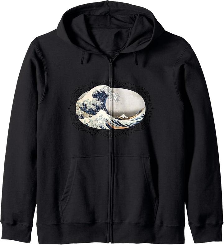 Hokusai Grosse Welle aus Kanagawa japanische Vintage Kunst Kapuzenjacke