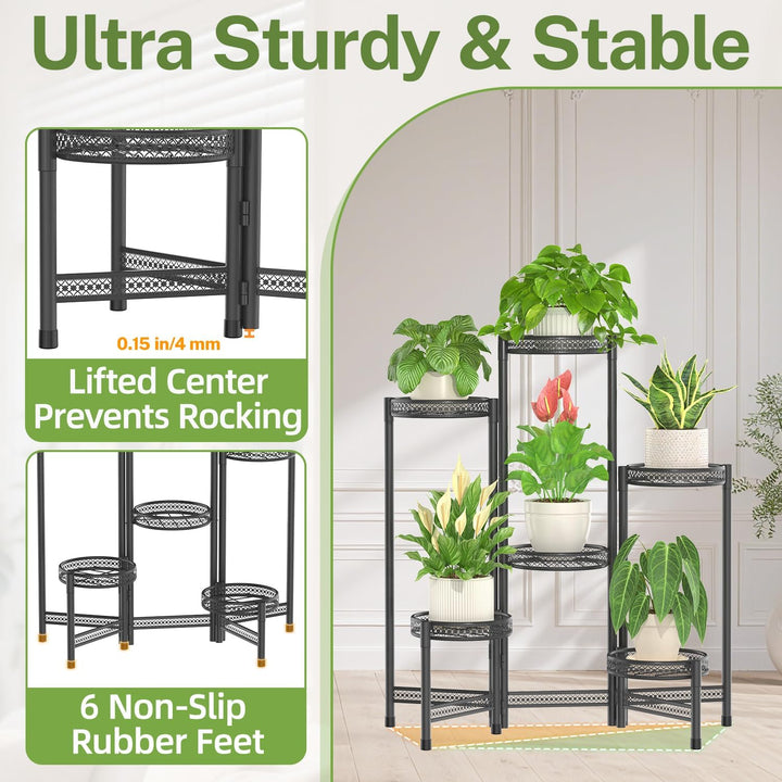 iDavosic.ly Pflanzenständer Metall mit 6 Etagen, Blumenständer Pflanzenregal Blumenregal Indoor Outd