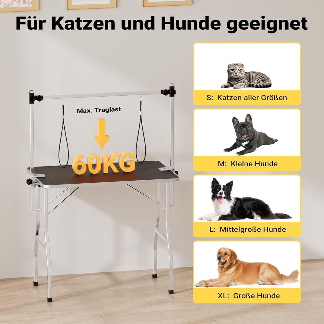 Wiltec Schertisch Trimmtisch mit 2 Schlingen Pflegetisch für Hund und