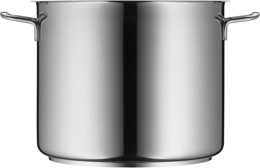 Silit Gemüse- Suppentopf Induktion 28cm, Glasdeckel, Topf hoch 12l, Edelstahl poliert, unbeschichtet