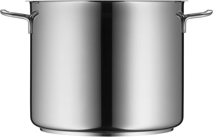 Silit Gemüse- Suppentopf Induktion 28cm, Glasdeckel, Topf hoch 12l, Edelstahl poliert, unbeschichtet