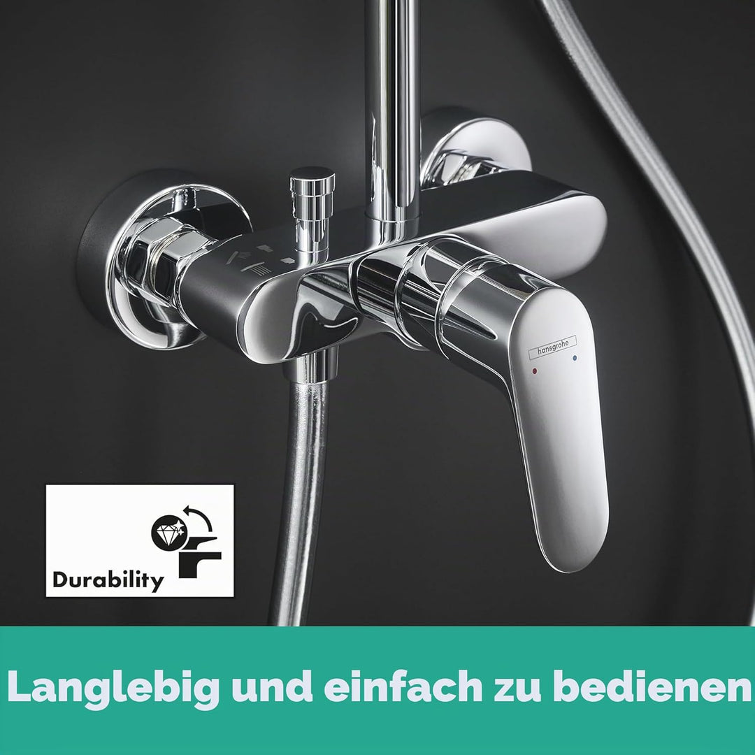 hansgrohe Crometta E - Duschsystem mit Einhebelmischer, Regendusche (240 x 240 mm) mit Armatur, Hand