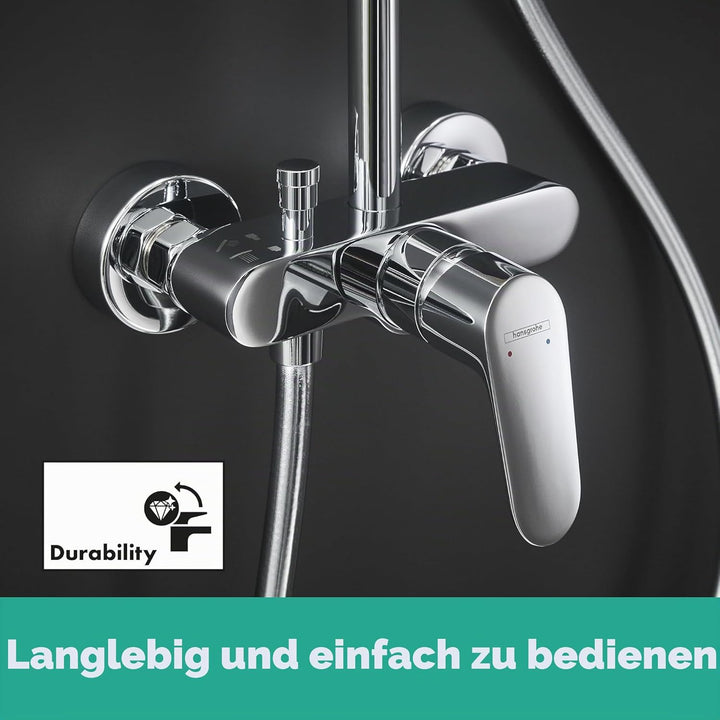 hansgrohe Crometta E - Duschsystem mit Einhebelmischer, Regendusche (240 x 240 mm) mit Armatur, Hand