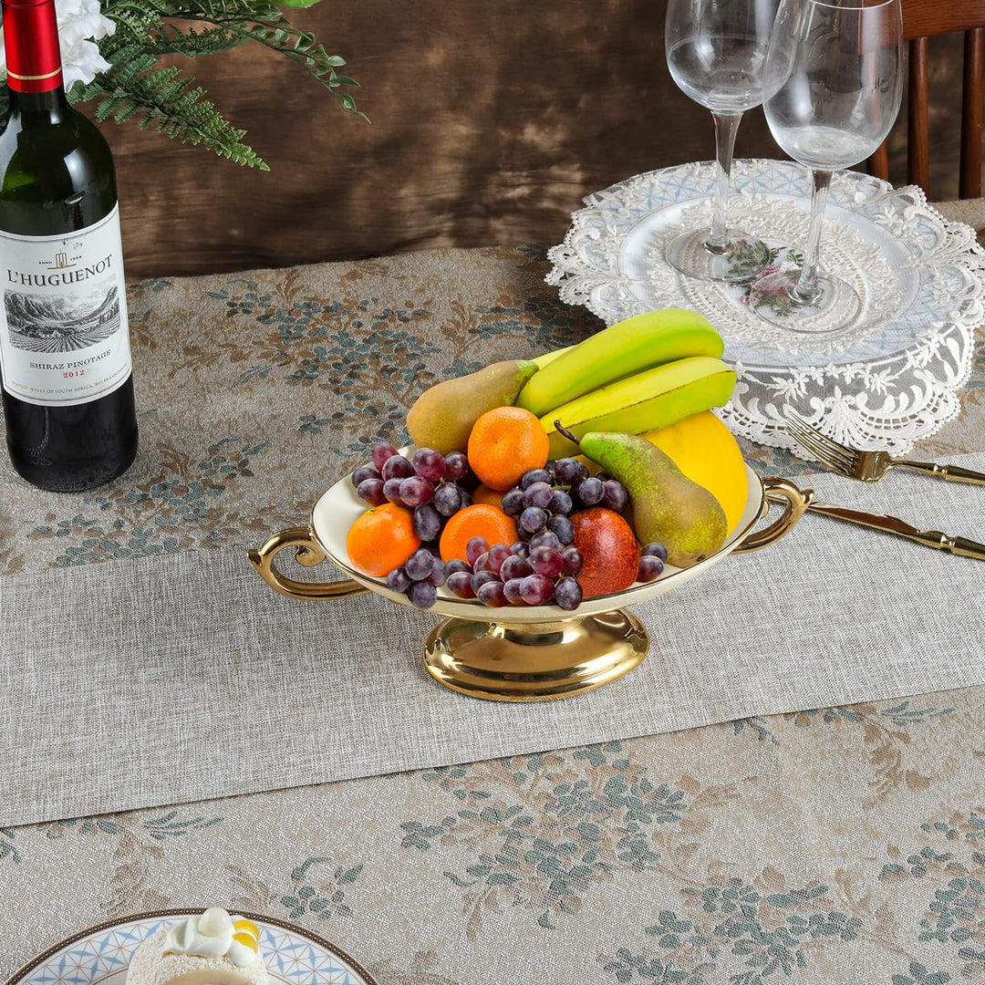 fanquare Weiss Porzellan Schale auf Fuss mit Goldrand, Tafelservice Essservice, Ideal als Desserttel