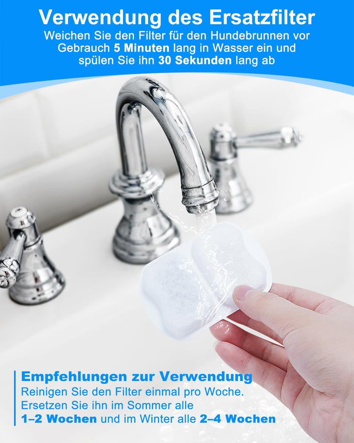Haliya 12 Pack Ersatzfilter für Oneisall 7L Trinkbrunnen für Hunde, Edelstahl Hundebrunnen, 3 Filter
