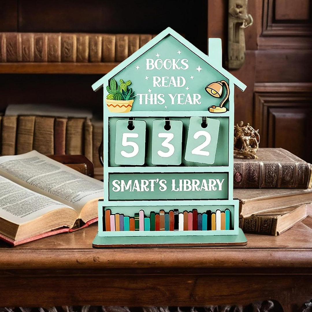 Books Read This Year Sign, Wooden Books Read This Year Counter, Rustic House Shaped Book Tracker for