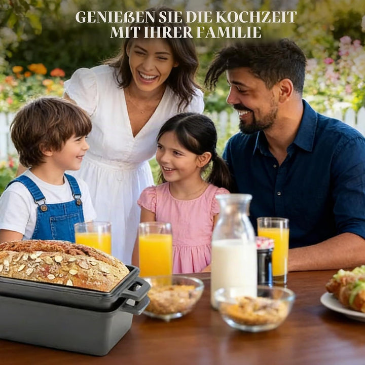 CISSIYOG Gusseisen Brotbackform Mit Deckel, Schwere Kastenform Inkl. 2 Antihaft-Silikonmatten (56x15
