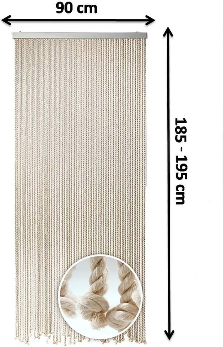 Kobolo Seilvorhang Türvorhang MARITIM 54 Stränge Dekovorhang - 90 x185/195 cm - Beige