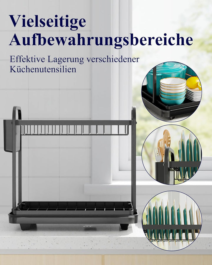 Kitsure Abtropfgestell Geschirr, Abtropfgestell, Geschirrständer für die Küchentheke, langlebiger Kü