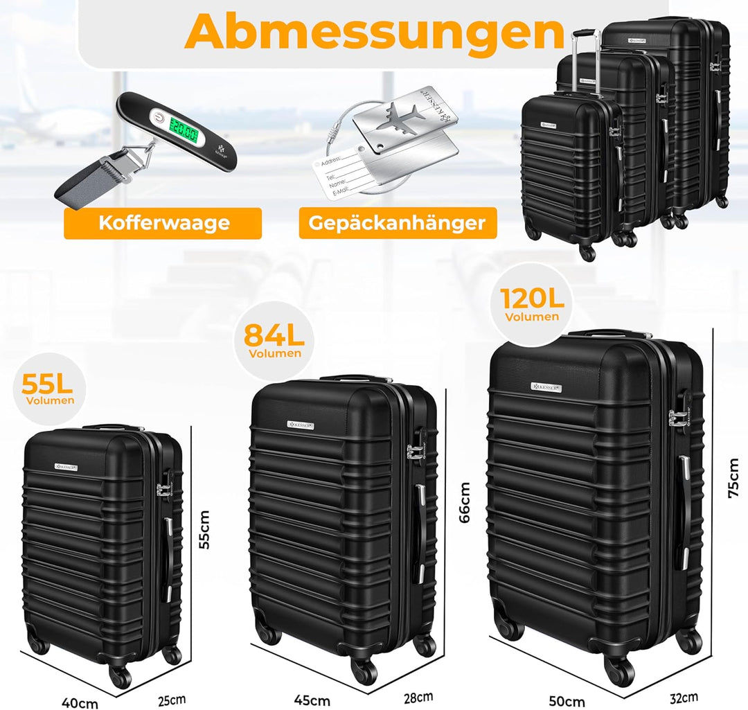KESSER® 3tlg. Hartschalenkofferset Hartschalenkoffer Reisekoffer Set Reisekofferset Trolley Koffer I