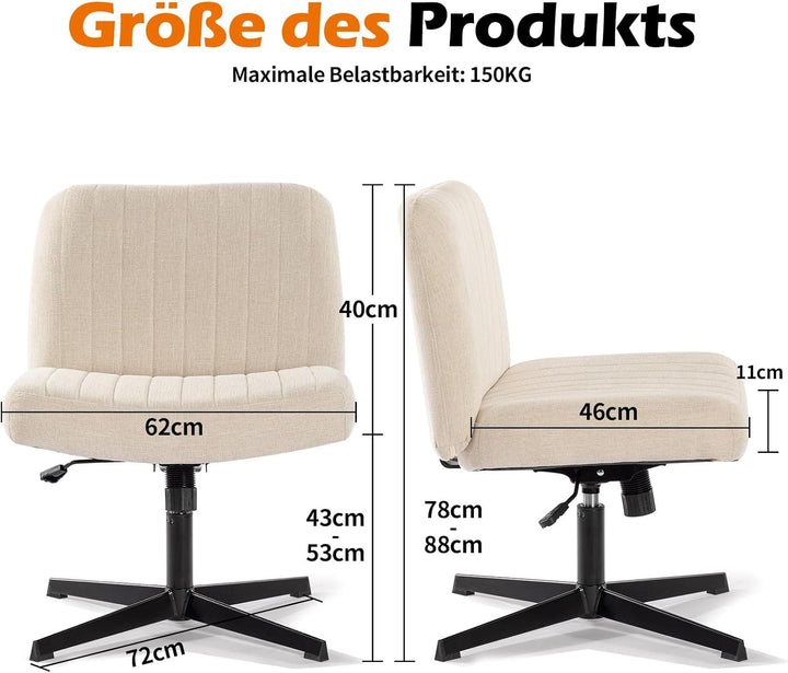 Bosmiller Schneidersitz Stuhl mit Stoffpolsterung，Criss Cross Chair Breiterem Kissen,Höhenverstellba