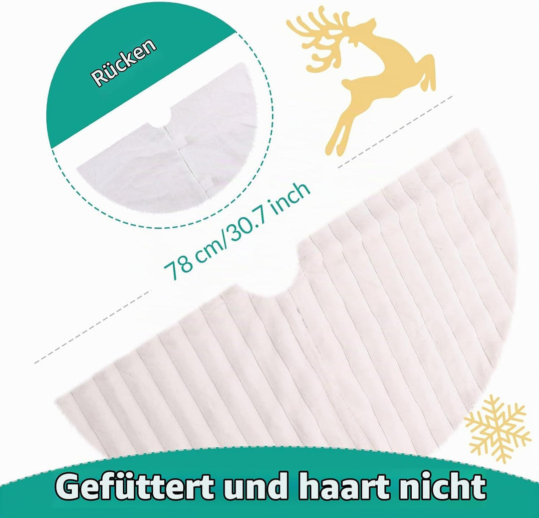 KONVINIT Weihnachtsbaumdecke Weiss Luxus Kunstfell Round Christbaumdecke Weihnachtsbaumrock Weihnach