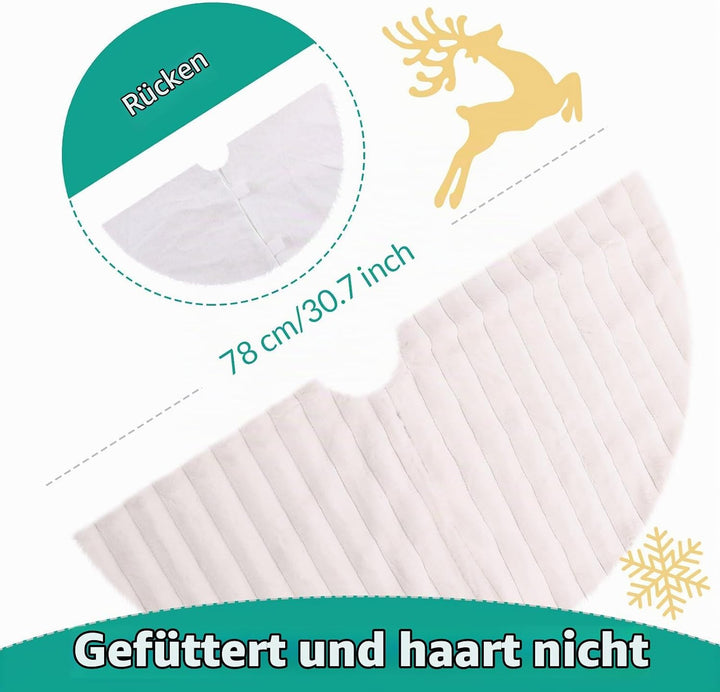 KONVINIT Weihnachtsbaumdecke Weiss Luxus Kunstfell Round Christbaumdecke Weihnachtsbaumrock Weihnach
