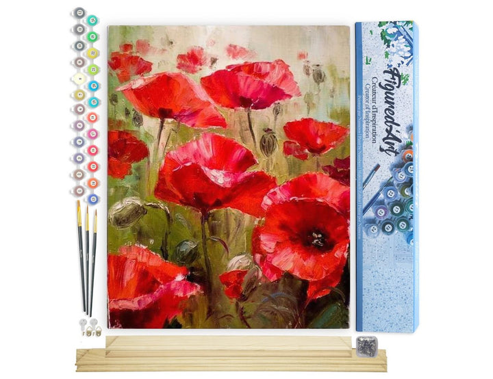 Figured'Art Malen Nach Zahlen Erwachsene Mit Rahmen Mohnfeld - Paint by Numbers Basteln DIY Bastelse