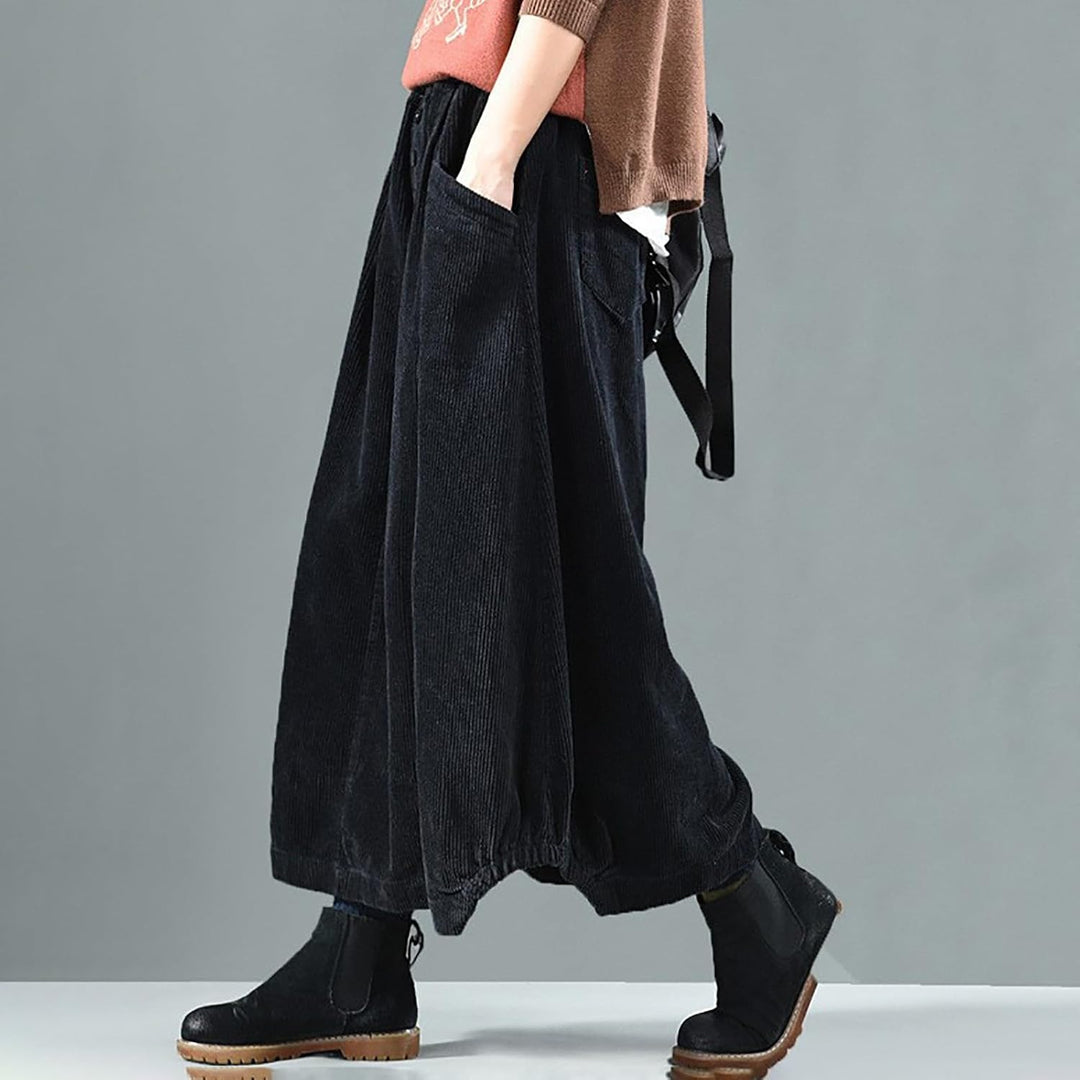 Generisch 2025 Damenrock Winter Cordrock Frauen Midi Lange Röcke Weibliche elastische Taille A-Linie
