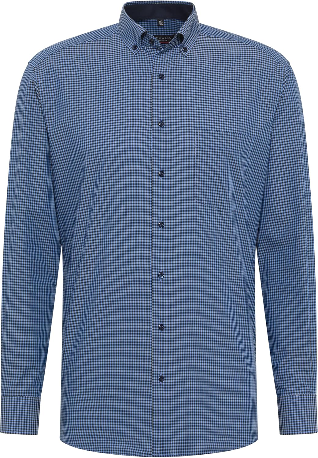 eterna Herren Kariertes Popeline Hemd MODERN FIT 45 Rauchblau, 45 Rauchblau