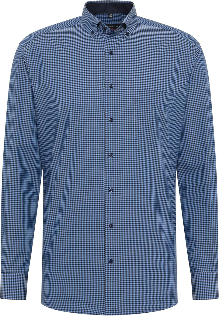 eterna Herren Kariertes Popeline Hemd MODERN FIT 45 Rauchblau, 45 Rauchblau