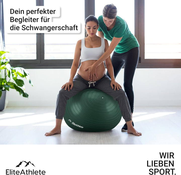 EliteAthlete Gymnastikball Sitzball Büro ergonomisch mit Anti Burst System - Fitness Pilates Schwang