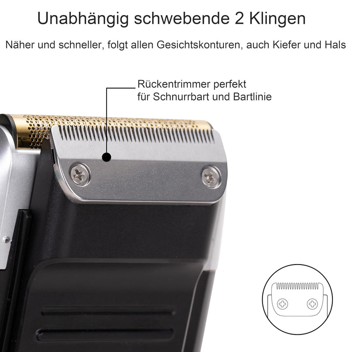 KEMEI Folienrasierer für Männer Elektrischer Rasierer mit Kahlrasur Schnurlose Elektrorasierer mit L
