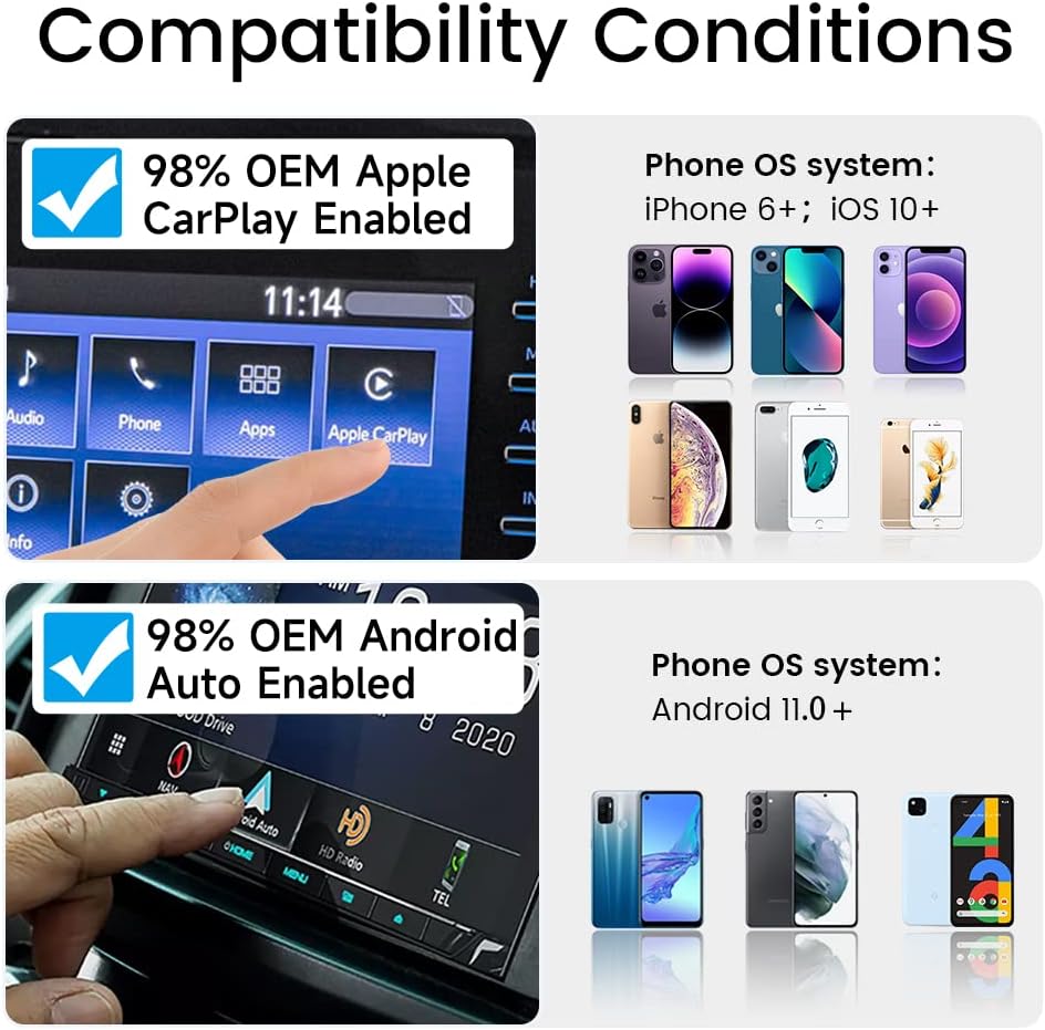 CarlinKit 2024 Neuer Upgrade CarlinKit 5.0 2Air Adapter, bringt drahtloses CarPlay/Android Auto, Plu