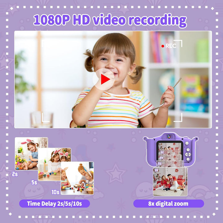 MYSTILUCK Kinderkamera, 1080P HD Digitalkamera für Kinder mit 2,0"-Bildschirm &amp; 32GB-Karte, Fotoappa