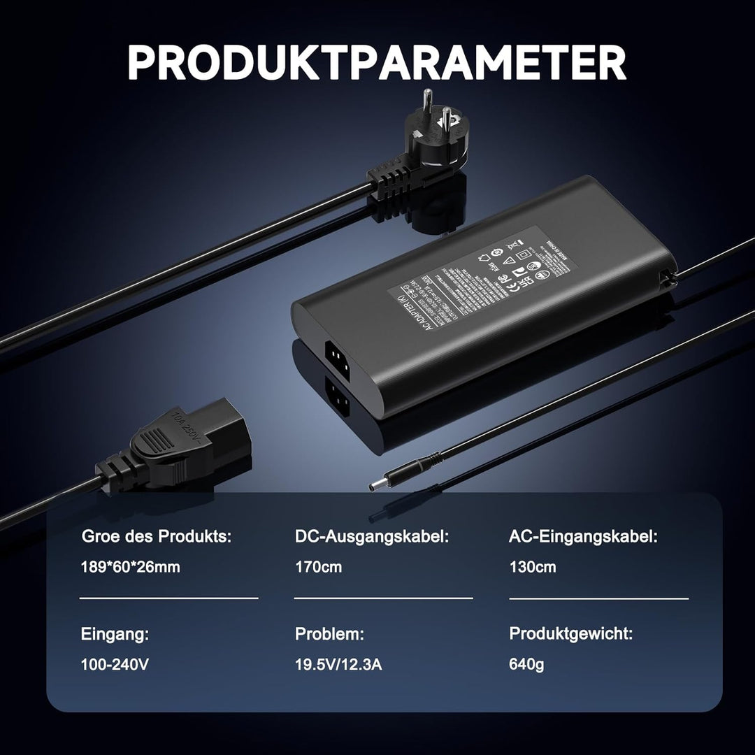 240W Dell Laptop Ladekabel für Dell Alienware 13 15 17 M15 M17 R1 R2 R3 R4 R5 M17X M18X X51 Precisio