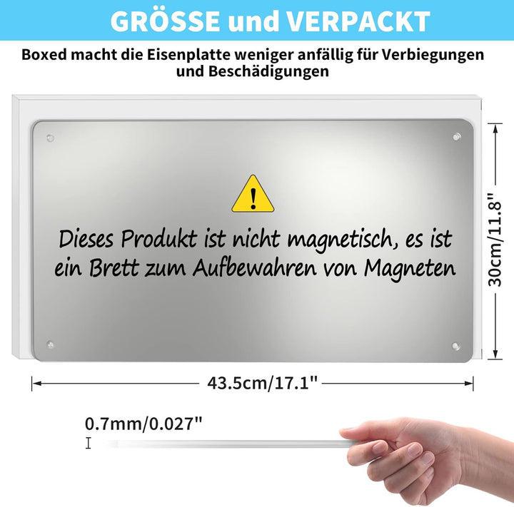 2 PACK 43.5 x 30 cm Edelstahl Metall Magnettafel - Magnetwand zum Anzeigen von Magnetbuchstaben, Zah