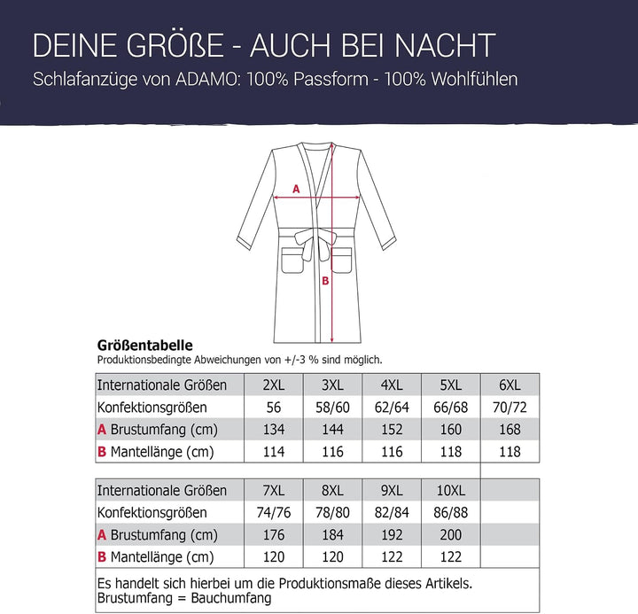ADAMO Hausmantel, dunkelblau mit rot, XXL bis 10XL 9XL Grosse Grössen hellblau, 9XL Grosse Grössen h