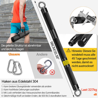 DASKING Fitnessbänder Krafttraining mit Stange, Resistance Bands Set - 4 Widerstandsbänder, Detachab