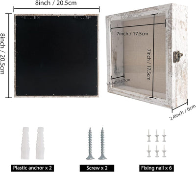 GraduationMall Weiss 20x20cm 3D Bilderrahmen Tief Objektrahmen Schaukasten Türvitrine Retro Weiss,Ge