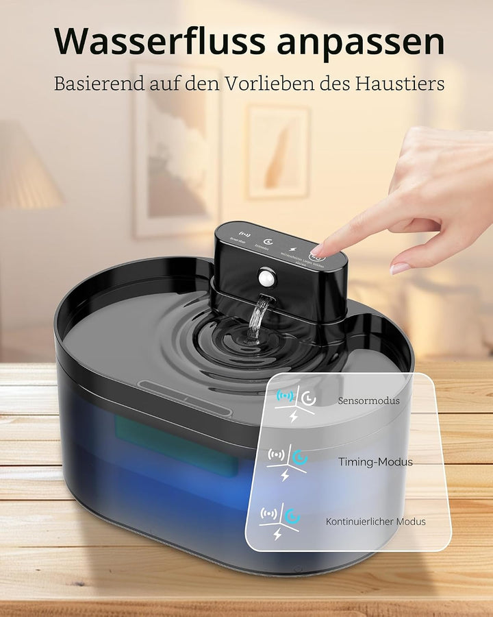 Kabelloser Katzenbrunnen: 2.2L/74oz trinkbrunnen für Katze kabellos, Automatischer Trinkbrunnen mit