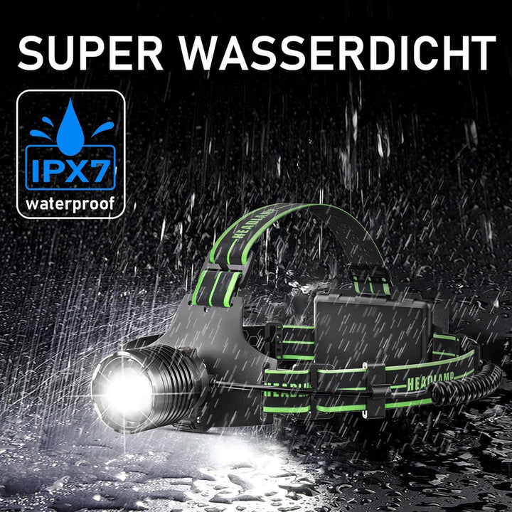 Sogdeco Stirnlampe Led Wiederaufladbar,Superhell 90000 Lumens 7800 mAh 10 Lichtmodi Kopflampe Stirnl